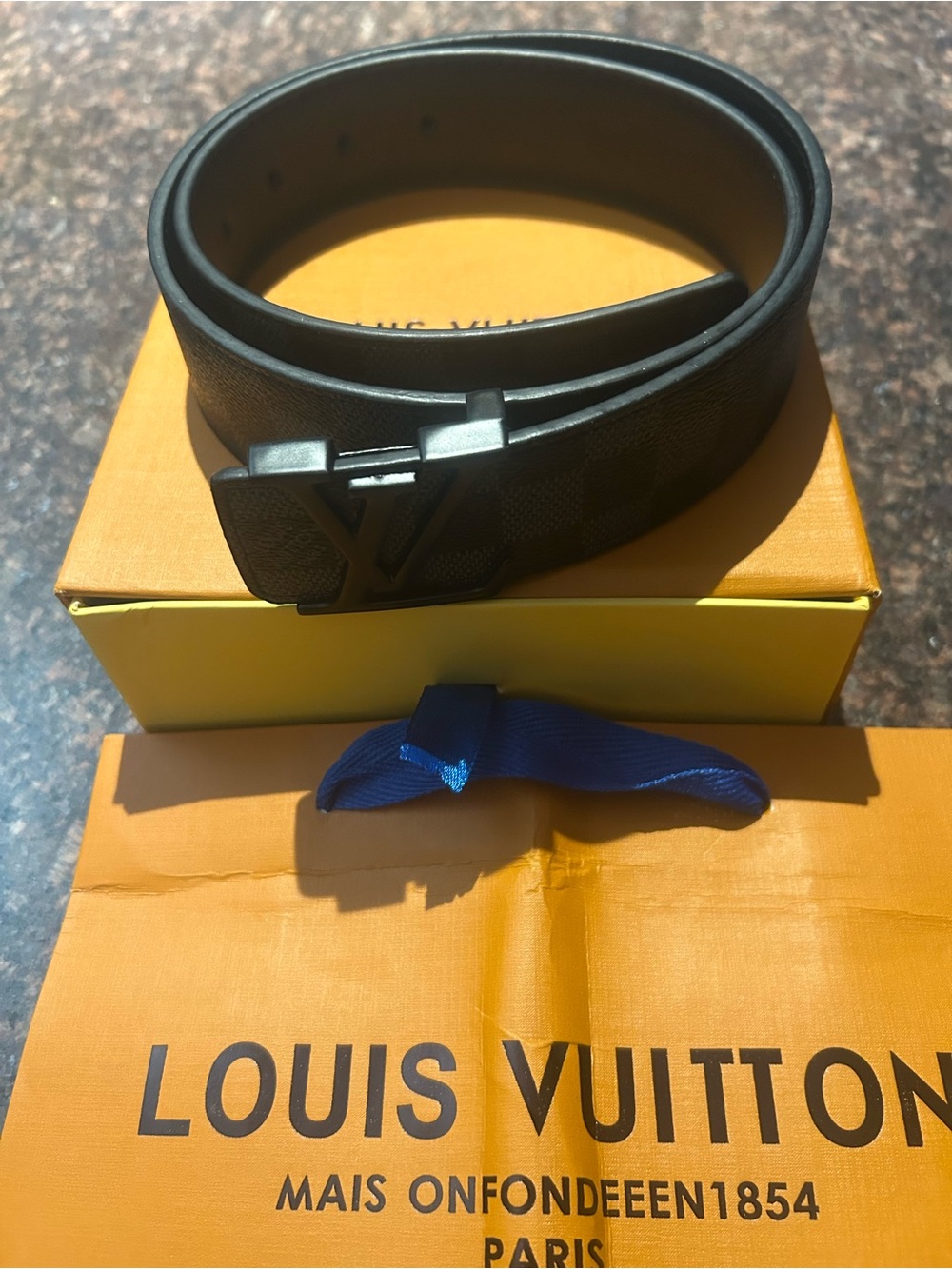 Louis Vuitton Black Textured LV Buckle Belt